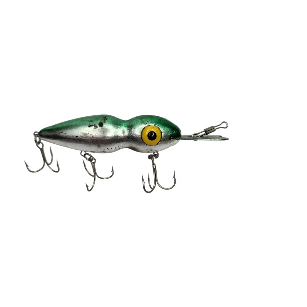 Vintage Rabble Rouser Di-Dapper Rattle Model Fishing Lure Green Silver w/ Box